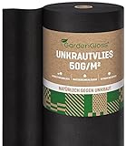 GardenGloss® 50m2 Unkrautvlies Gartenvlies gegen Unkraut – Unkrautfolie Wasserdurchlässig – Reißfestes Unkrautflies 50g/m2 – Hohe UV-Stabilisierung (50m x 1m, 1 Rolle)